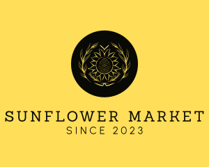 Sunflower Floral Wreath logo