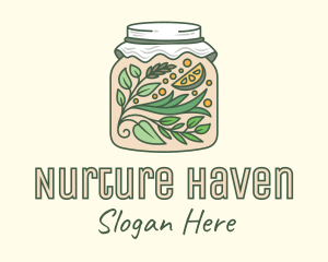 Organic Lemon Container Jar logo design