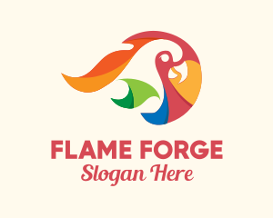 Colorful Parrot Flame logo design