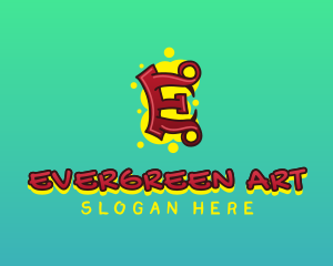 Graffiti Art Letter E logo design