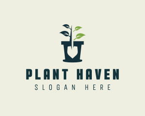 Potted Plant Shovel Gardening logo design