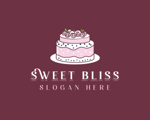 Floral Wedding Cake logo design