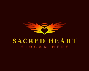 Angel Wings Heart logo design