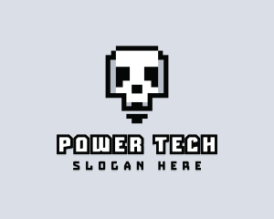 Arcade Skull Pixelated Logo