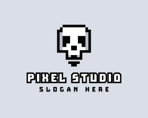 Arcade Skull Pixelated logo design