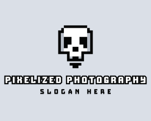 Arcade Skull Pixelated logo design