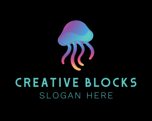 Gradient Abstract Jellyfish logo design