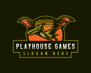 Pterodactyl Dinosaur Gaming logo design