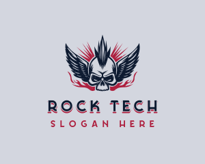 Skull Mohawk Rock Band  logo design