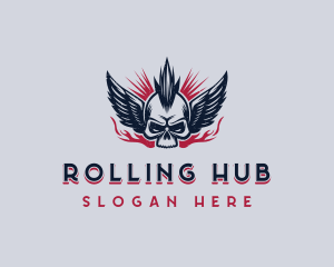 Skull Mohawk Rock Band  logo design