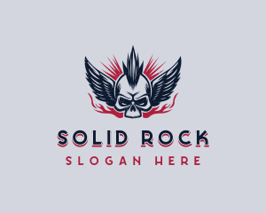 Skull Mohawk Rock Band  logo design