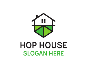 Minimalist Hexagon House logo design