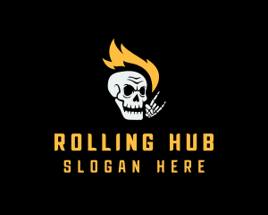 Fire Skull Rockstar  logo design