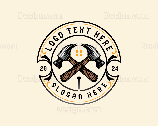 Hammer Carpentry Nail Logo