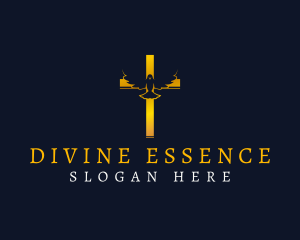 Dove Cross Crucifix logo design