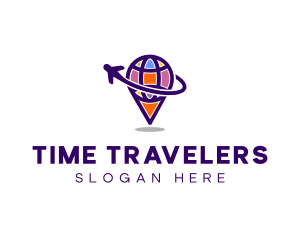 Airplane Globe Travel logo design