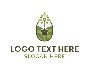 Plant Leaves Shovel Gardening logo