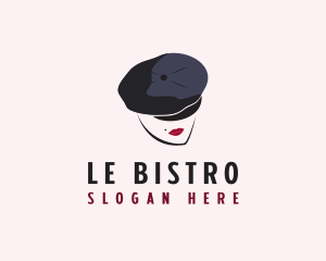 French Woman Beret  logo design