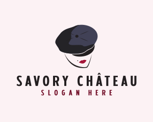 French Woman Beret  logo design