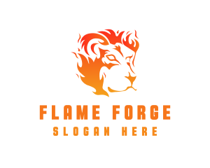 Hot Burning Lion logo design