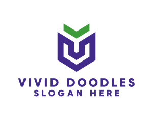 Violet Arrow Shield  logo design