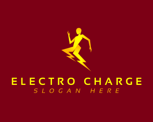 Energy Lightning Human logo design