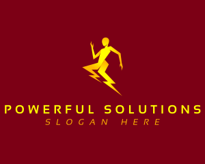 Energy Lightning Human logo design