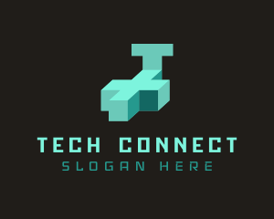 Tech Cross Letter T logo design