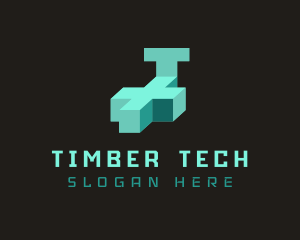 Tech Cross Letter T logo design