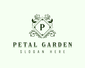 Floral Diamond Leaf logo design