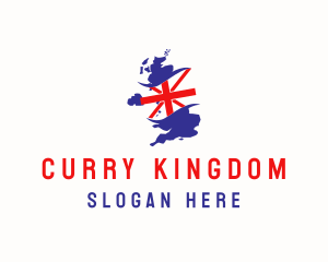 United Kingdom Flag Map logo design