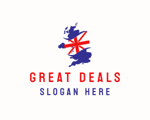 United Kingdom Flag Map logo design