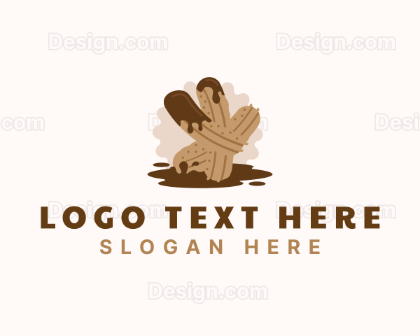 Chocolate Churros Dessert Logo