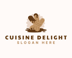 Chocolate Churros Dessert logo design