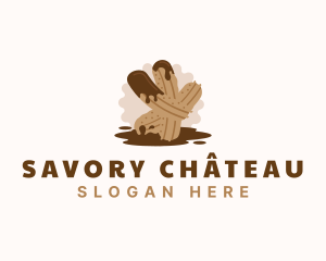 Chocolate Churros Dessert logo design