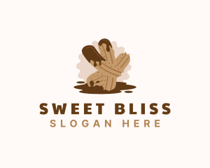 Chocolate Churros Dessert logo design