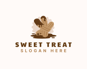 Chocolate Churros Dessert logo design