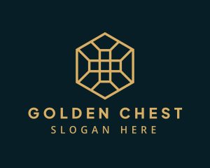 Golden Hexagon Cross logo design