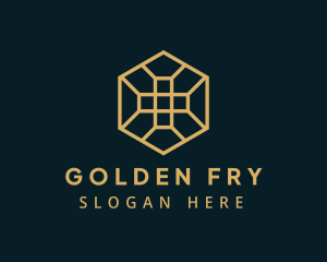 Golden Hexagon Cross logo design