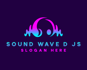 Disc Jockey Headset Sound Wave logo design