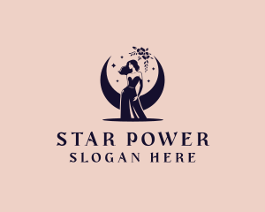 Flower Woman Moon logo design