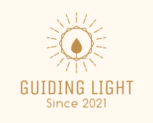 Sunburst Candle Flame Decor logo design