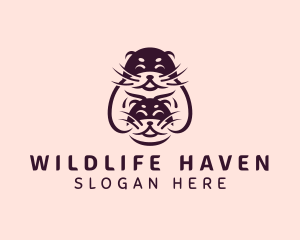 Cute Otter Wildlife Zoo logo design