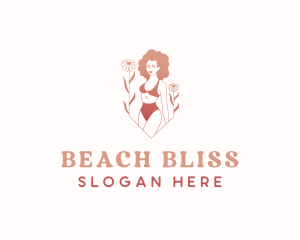 Woman Bikini Flower logo design