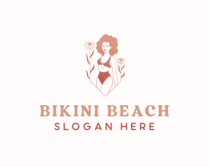 Woman Bikini Flower logo design