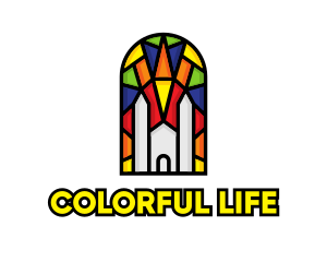 Colorful Mosaic Church logo design