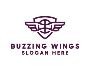 Basketball Wings Shield logo design