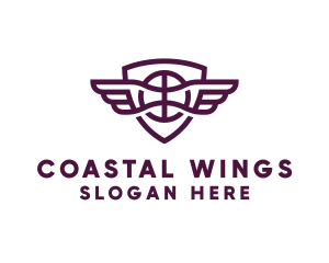 Basketball Wings Shield logo design