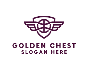 Basketball Wings Shield logo design