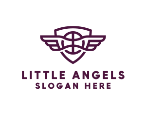 Basketball Wings Shield logo design